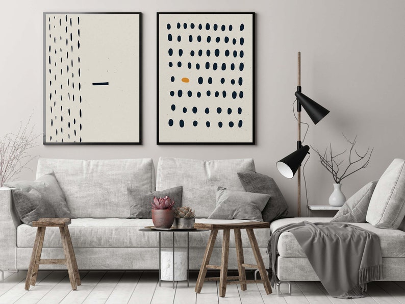 Abstract Black Dots Print, Modern Black White Poster, Minimalist Wall Art, Set of 2 Prints, Black & White GICLÉE, Modern Large set image 4