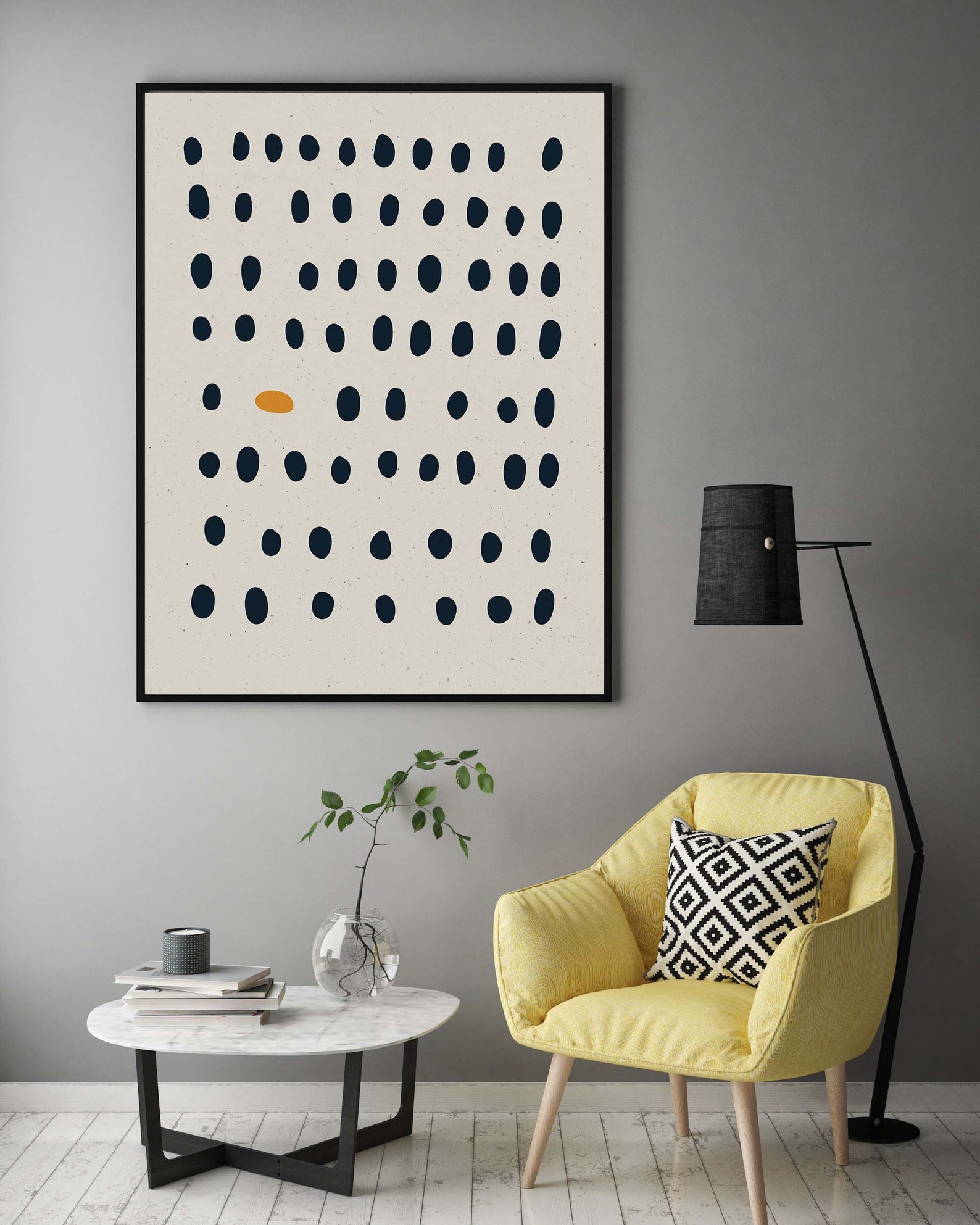 Black White Yellow Poster Abstract GICLÉE Prints Etsy