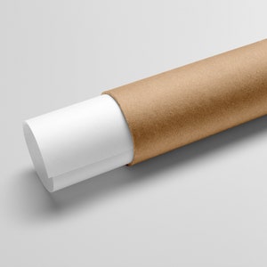 May include: A white poster rolled up inside a brown cardboard tube.
