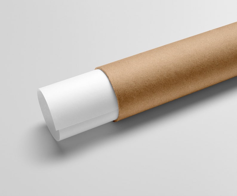 May include: A white poster rolled up inside a brown cardboard tube.