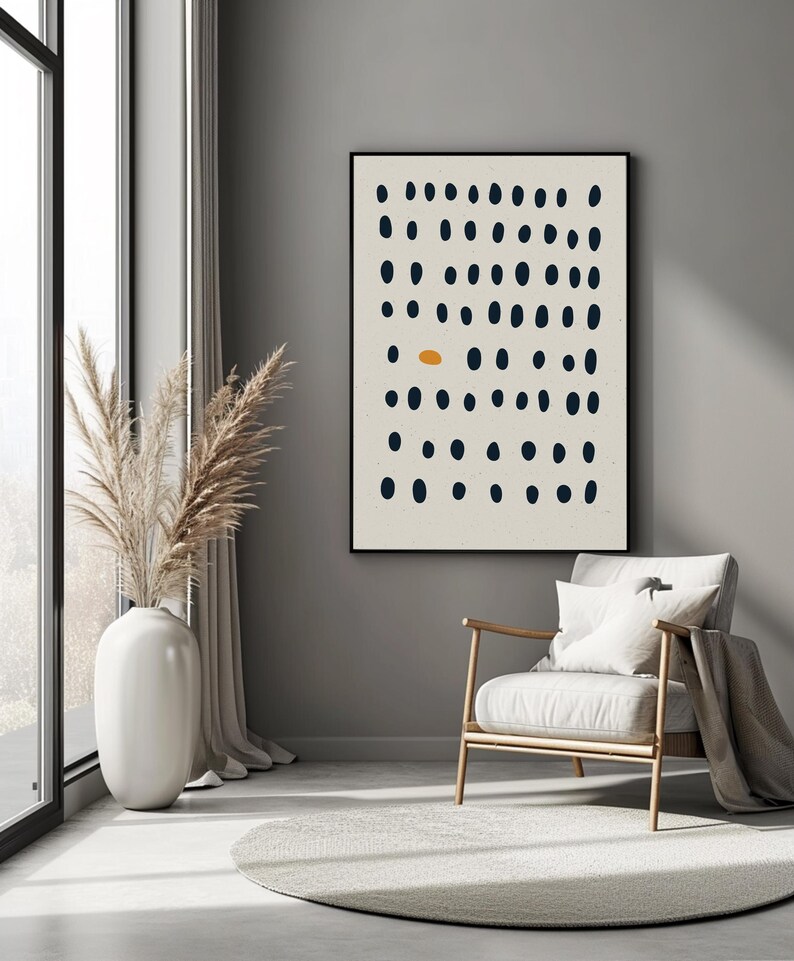 Abstract Giclée Print: Minimalist Black and White Dots Poser, Scandinavian Wall Art immagine 13