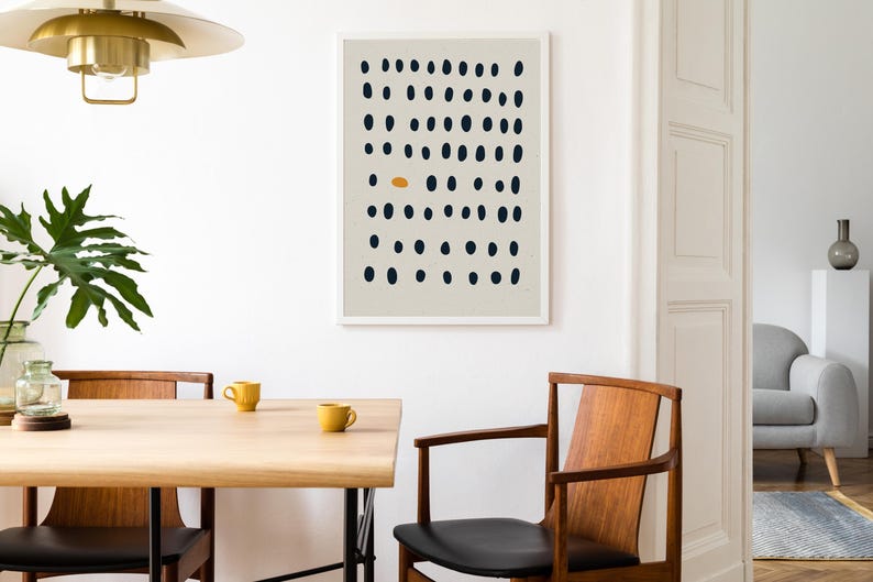 Abstract Giclée Print: Minimalist Black and White Dots Poser, Scandinavian Wall Art immagine 11