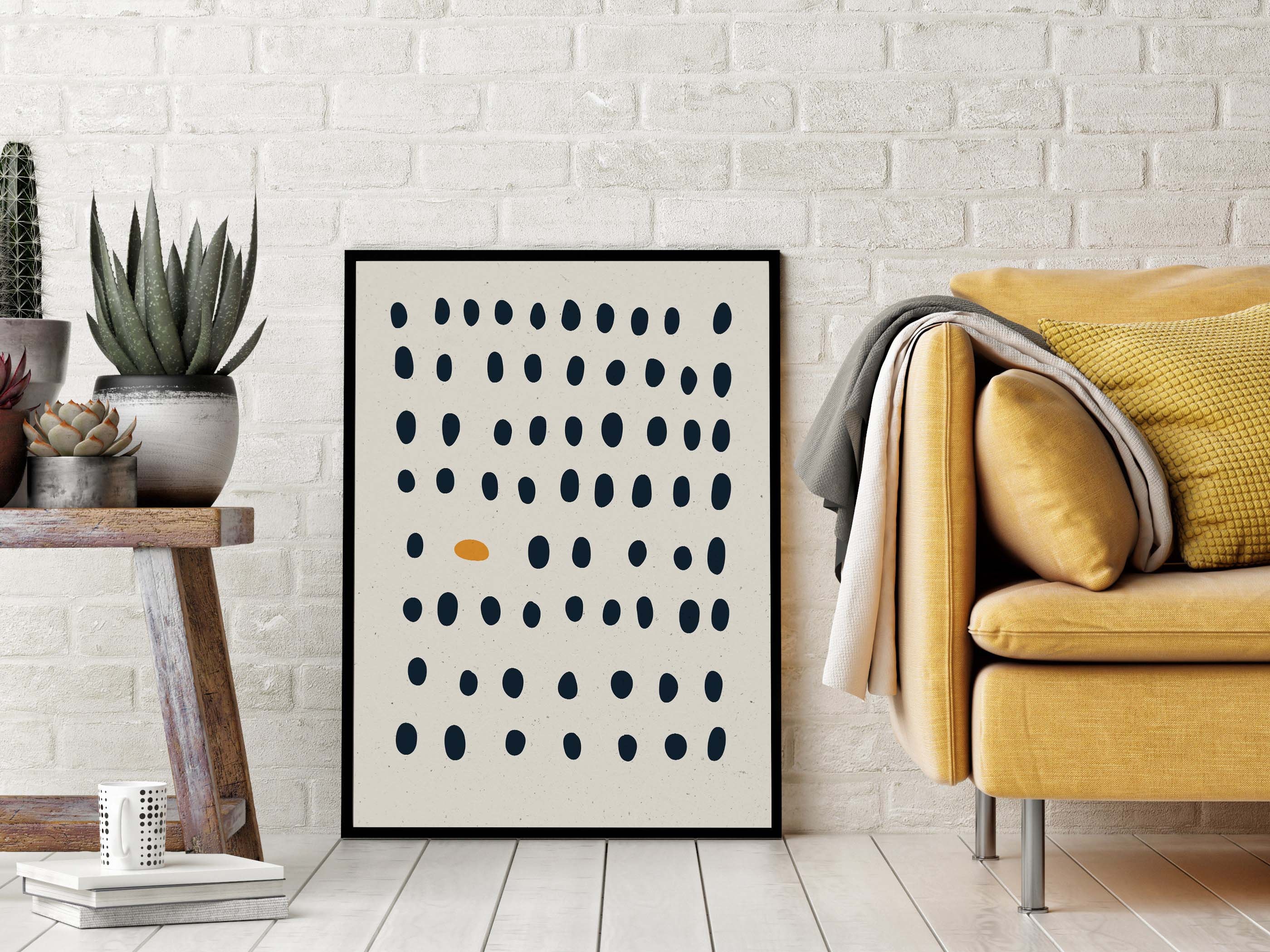 Black White Yellow Poster Abstract GICLÉE Prints Etsy