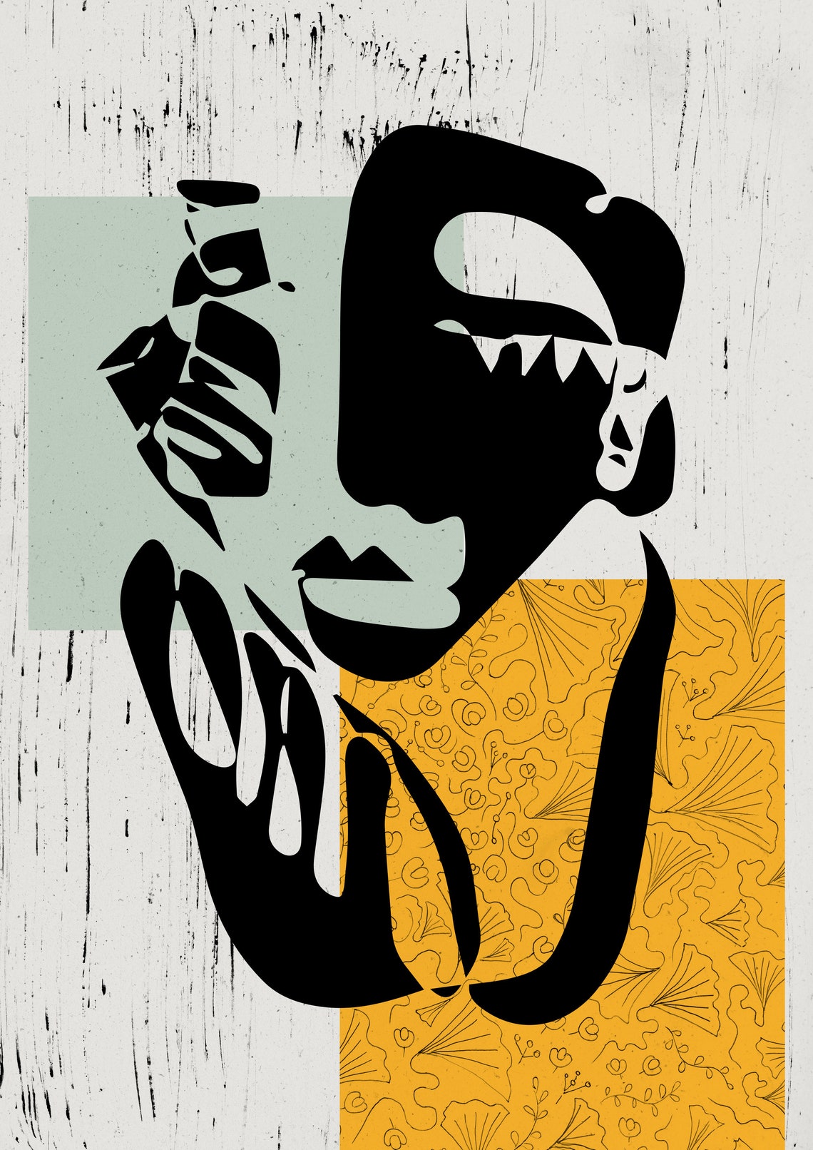 Abstract Portrait Print Set of 2 Modern Face Painting Etsy