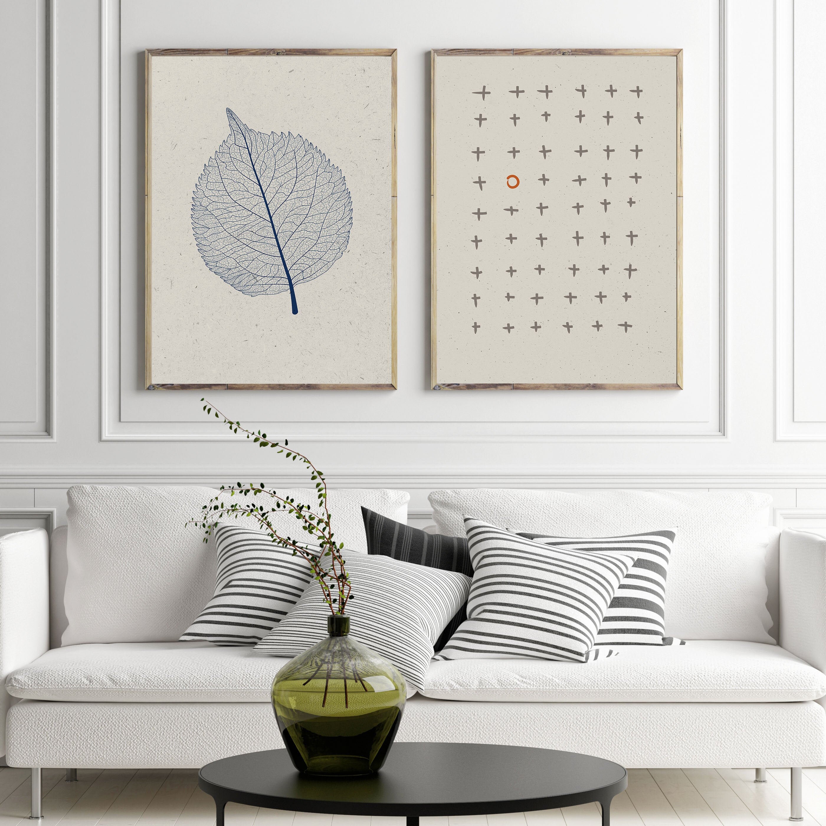 Mid Century Modern Print Set of 2 Prints Monochrome Etsy