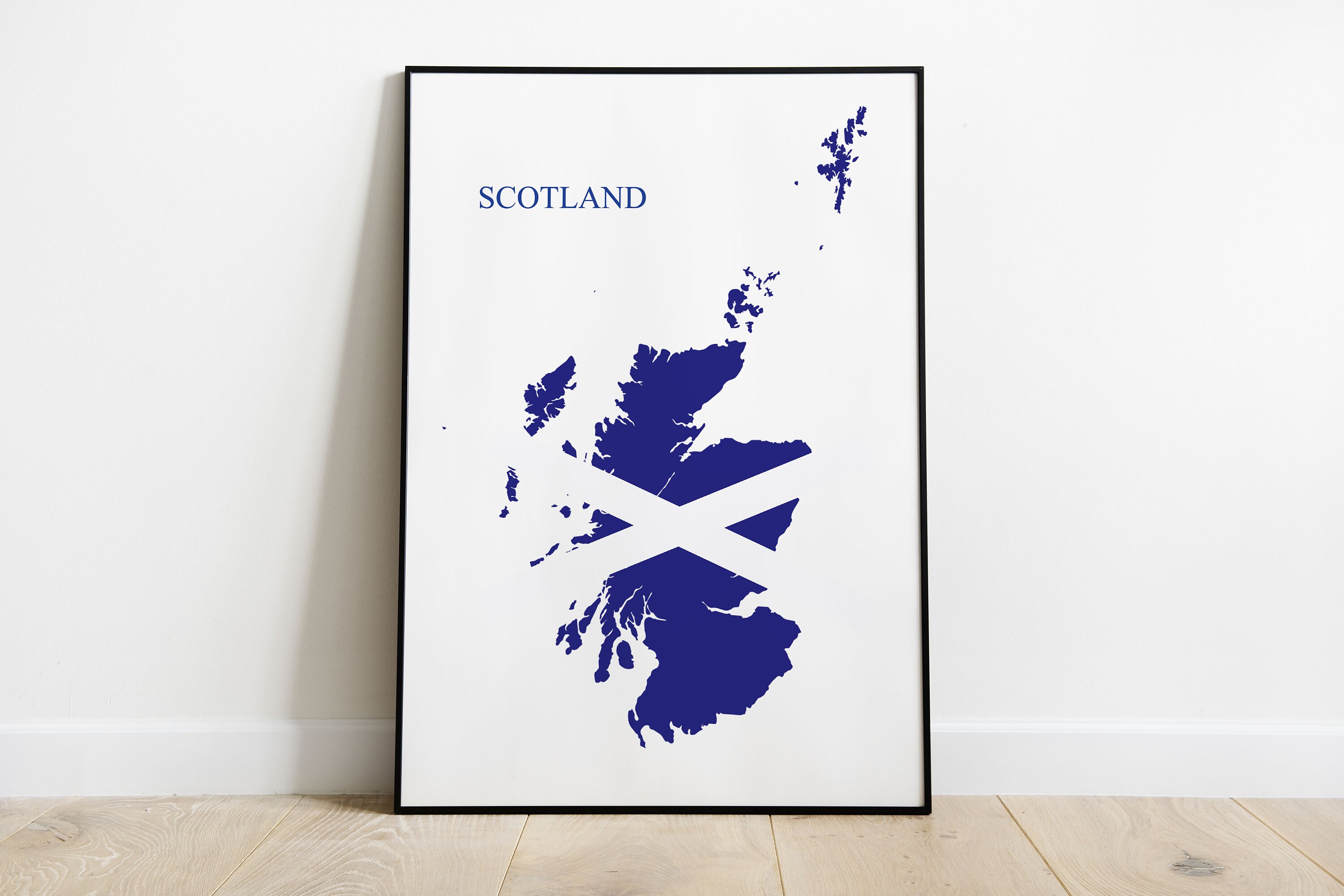 Scottish Print , Scotland Map, Scotland Map, Saltire Flag, Scottish Art
