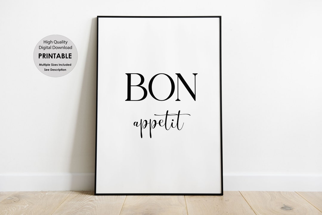 Bon Appetit Print, Bon Appetit, Printable Wall Art, Wall Decor, Wall ...