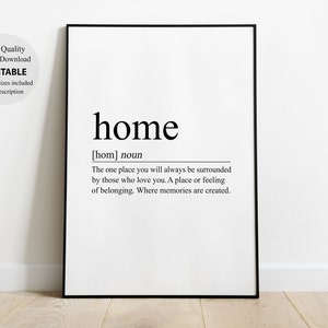 Home Definition, PRINTABLE Art,  wall art, wall decor, home decor, Printable quote, Digital Print, Printable wall art, Home Definition Print