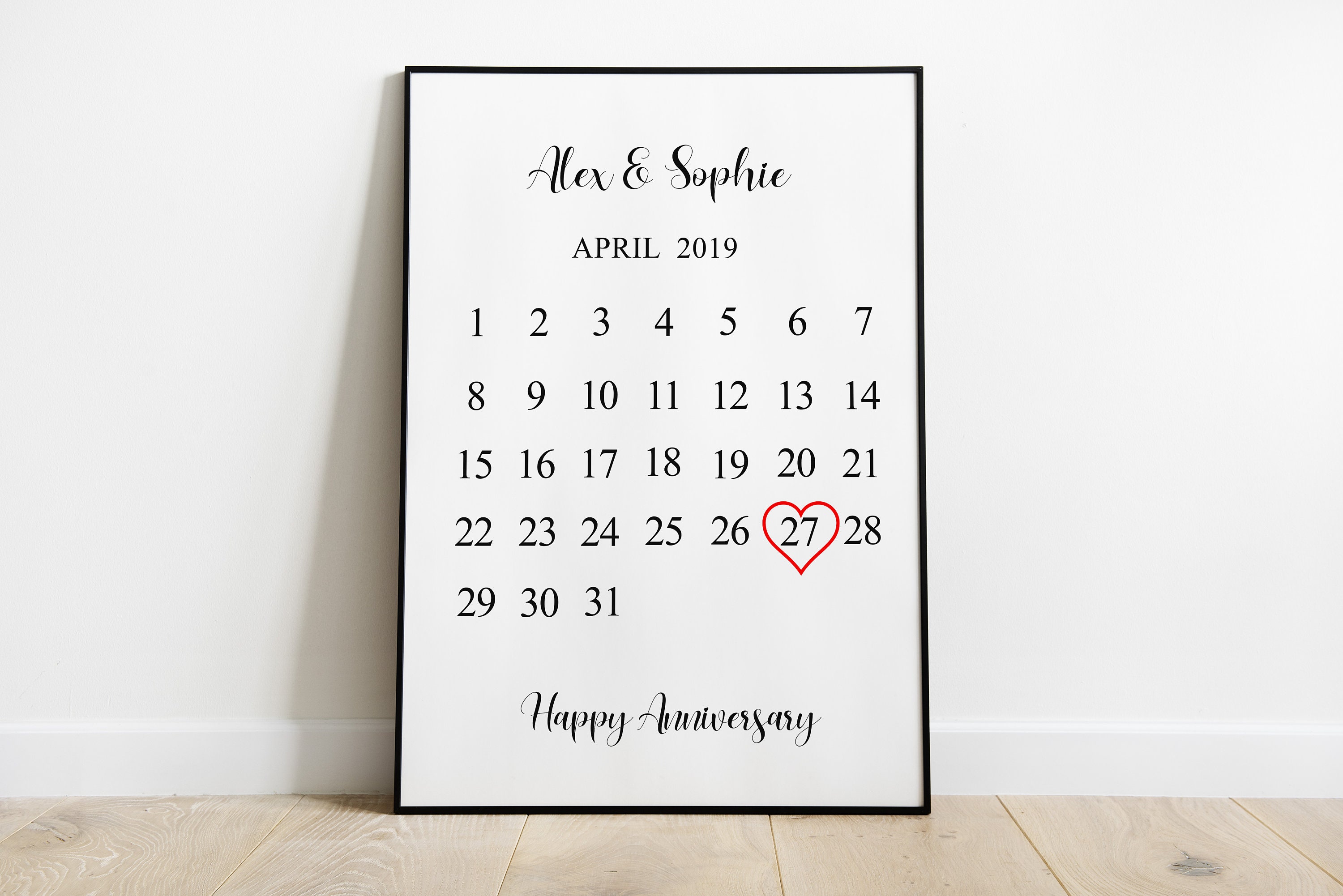 Wedding Anniversary Calendar Gifts Personalised 1st 10th Etsy 日本
