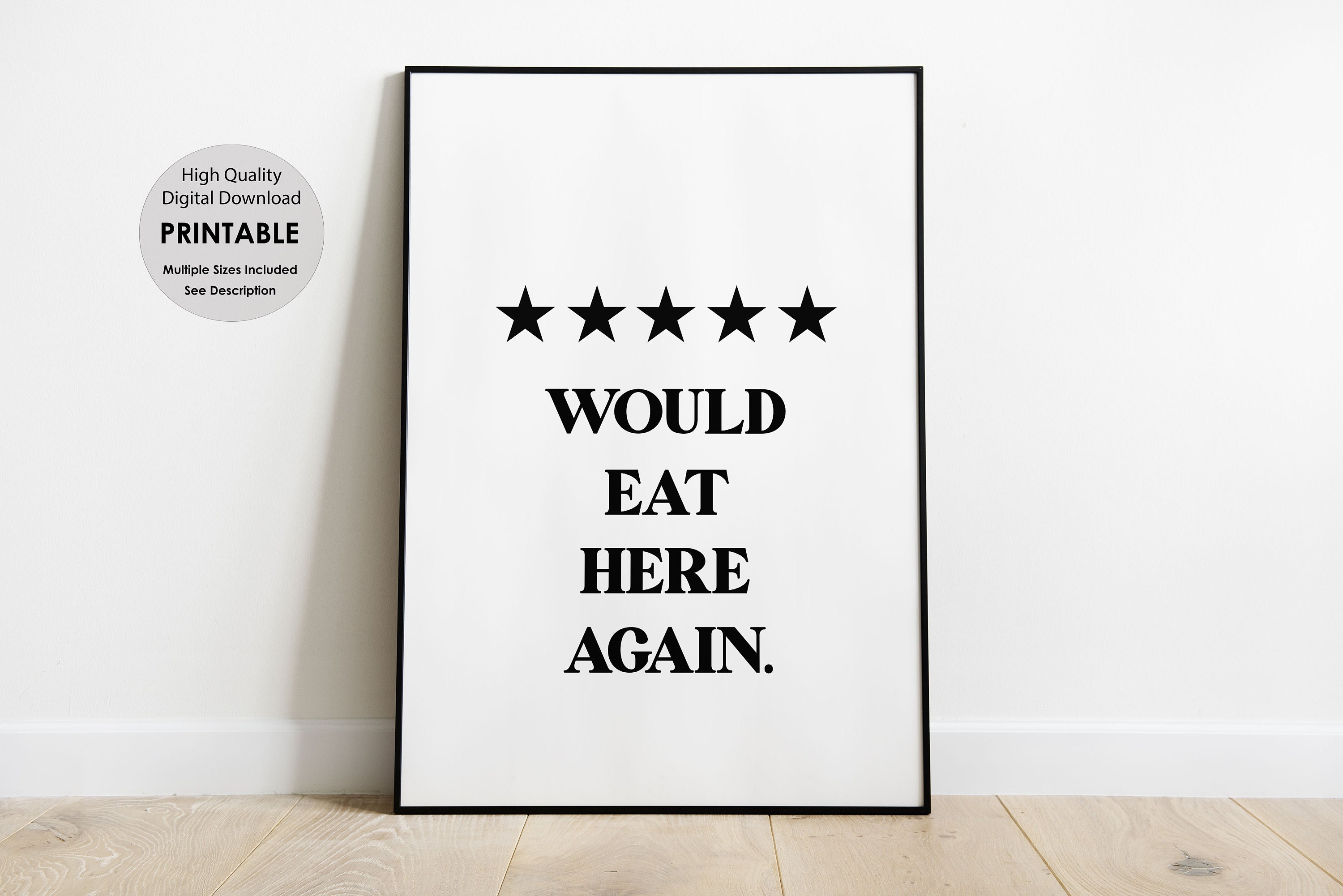 5 Stars Would Eat Here Again Art Prints Funny Kitchen Quotes Poster Mums Kitchen  Decoration Canvas