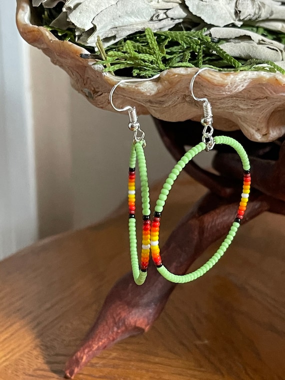 Etsy beaded on sale hoop earrings