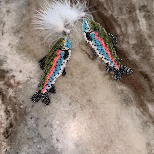 Trout and fly Earrings