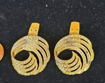 Fermagli per scarpe vintage anni '80 bluette made in France con spirale dorata