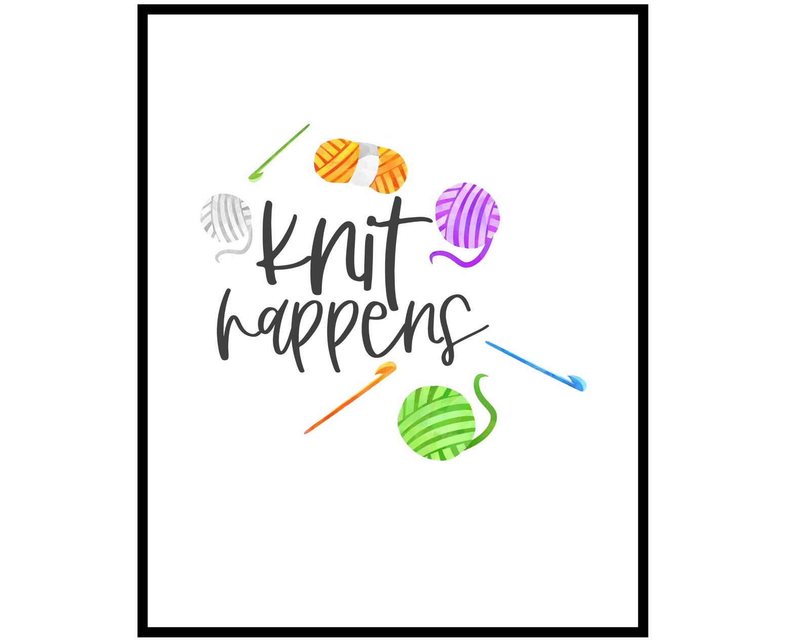 Knit Happens Yarn Knitter Knitting Puns Funny Wall Art Etsy