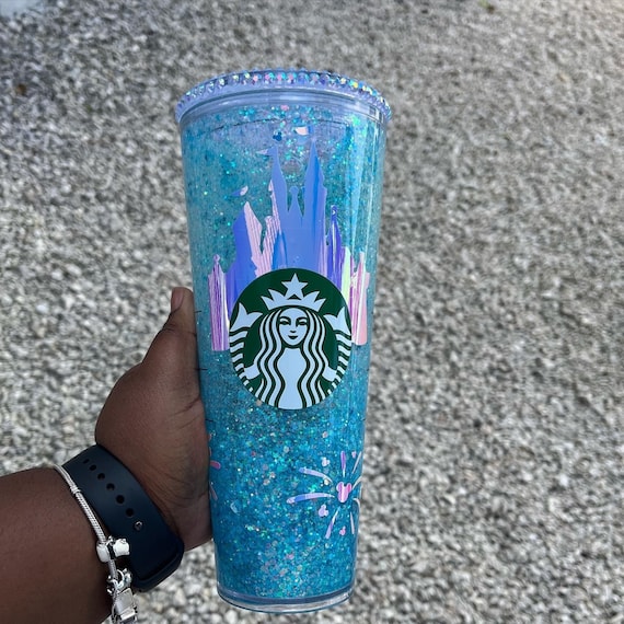 Disney Castle Themed Starbucks Glitter Starbucks Cup L Starbucks Snowglobe  | 24 Oz Cold Cup | Starbucks Snowglobe Tumbler - Etsy