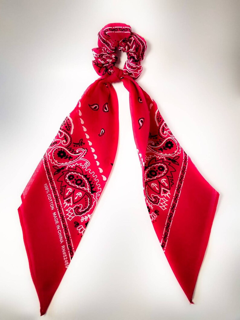 Bandana Scarf Scrunchy/ Red Bandanna Scrunchy/ Red Bandana Etsy