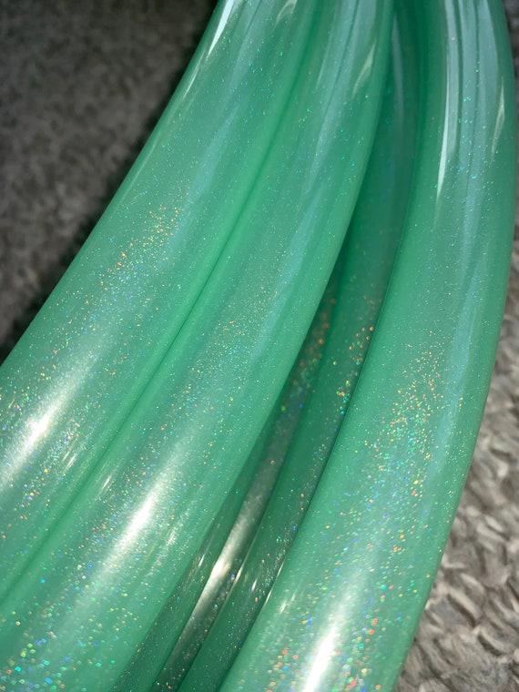Turquoise Stardust Glitter Gloss Polypro 58\u201d or 34 Collapsible Hula Hoop Blue Green Teal