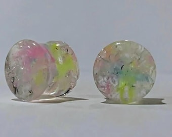 Recycled Hula Hoop Ear Gauges 12mm: Double Flared Plugs, Pair