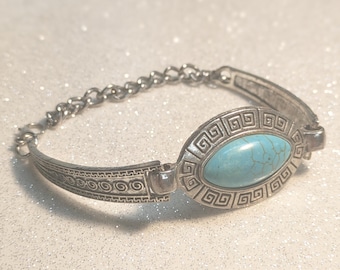 Faux Turquoise Silver Bracelet - Costume jewelry