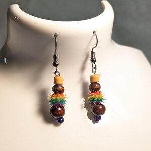 Vintage Upcycled Wood Bead Earrings - Dangles
