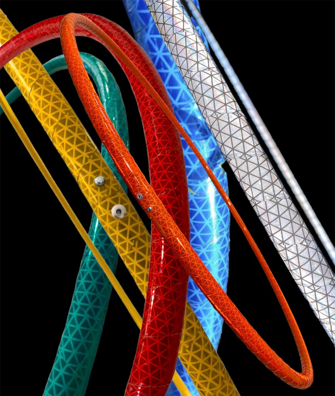 High Intensity Reflective Tape Hula Hoop 5/8 or 3/4&quot; Polypro Collapsible