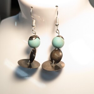 Vintage Upcycled Wood Bead Earrings - Dangles