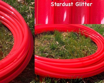 Polypro Hula Hoop - Stardust Glitter Gloss Queen of Hearts - UV Red - 3/4 or 5/8 Collapsible
