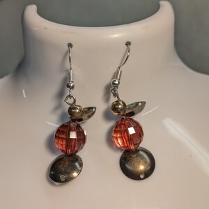 Vintage Upcycled Wood Bead Earrings - Dangles
