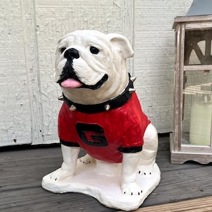 Georgia Bulldogs UGA Mascot Boom Stone Statue for Garden, Yard, Deck, and Porch.