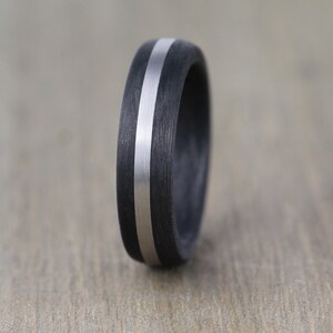 Carbon Fiber & Palladium 6mm wide, Wedding Band with FREE Engraving! Carbon Fiber Wedding Ring. Rose Gold and White gold options