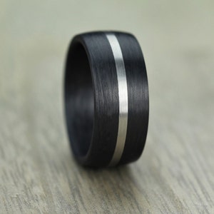 10mm Carbon Fiber & Palladium Wedding/Engagement Band with Free Engraving! Carbon Fibre wedding ring