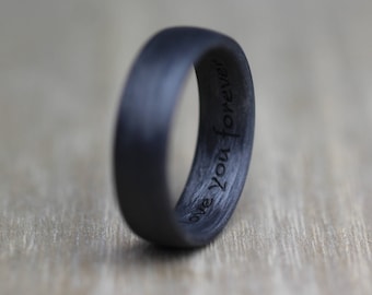 Carbon Fiber, Ring in a choice of widths with FREE engraving. Black Carbon Fibre wedding band. 4mm 5mm 6mm 7mm 8mm