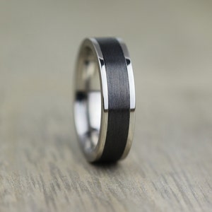 Titanium & Carbon Fiber Wedding/Engagement Ring with Free Engraving! Available in 4mm to 7mm widths Black Carbon Fibre wedding band