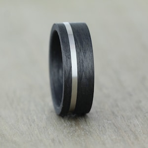 Carbon Fiber & Palladium or Titanium, Wedding Band with FREE Engraving!  Rose and Yellow gold options, 8 to 10mm widths Men&#39;s Black ring