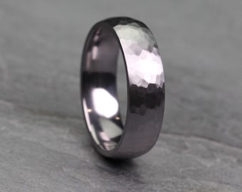 Hammered Tantalum Wedding Ring Band, 3mm to 8mm Wide, Comfort Fit with FREE Engraving! Rare & Luxurious Tantalum Hard wearing and durable