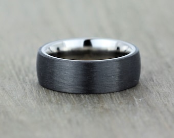 Carbon Fiber & Titanium Wedding Band with FREE engraving. Black Carbon Fibre Wedding/Engagement Ring