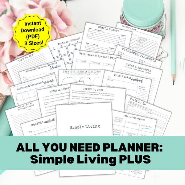 Simple Planner, PDF Planner, Simple Planner, Daily Planner for Teens, Tween Planner, Journal Planner, Simple Budget