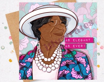 Tarjeta del Día de las Madres / Tarjeta de cumpleaños de mujer negra mayor / Tarjeta de abuela / Tarjeta de mujer mayor / Tarjeta de felicitación negra / Tarjeta de cumpleaños