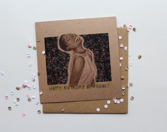 Black Birthday Card - Tarjeta de cumpleaños de mujer negra