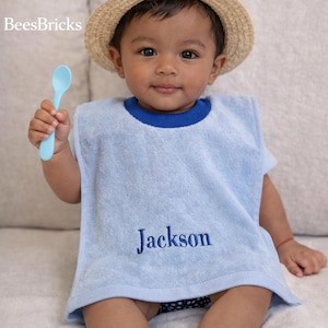 3/5/10 Pack Baby Bibs with Name, Personalized Embroidered Bib Set for Boy or Girl,Terry Cloth Pullover Bib