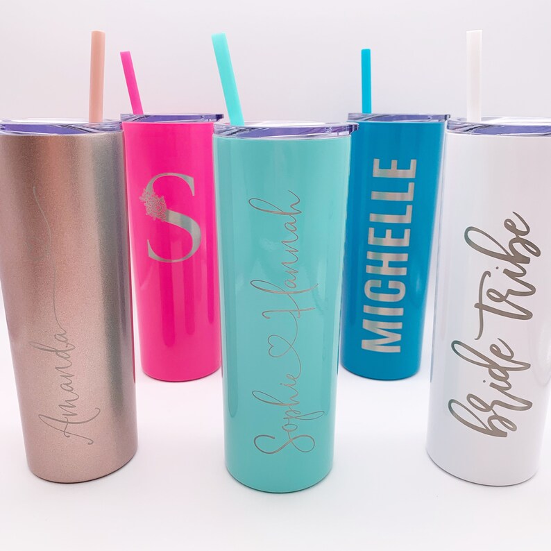 Laser Engraved Name Skinny Tumbler Bridesmaid Gift Insulated Etsy