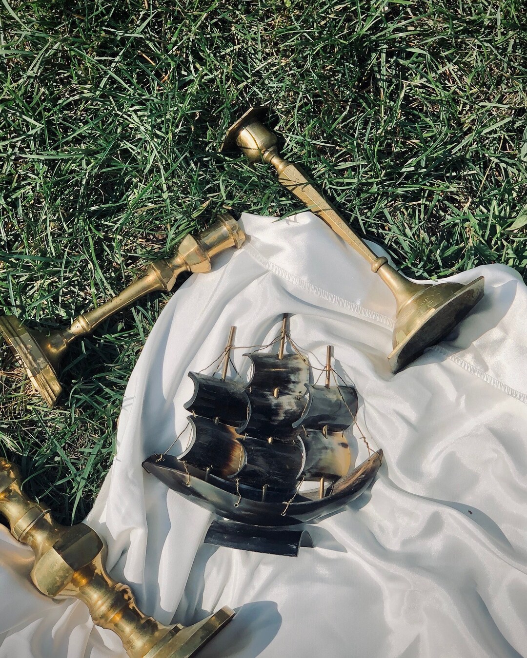 Vintage Sailing Boat Made of Cow Horn Fragments Coastal Etsy