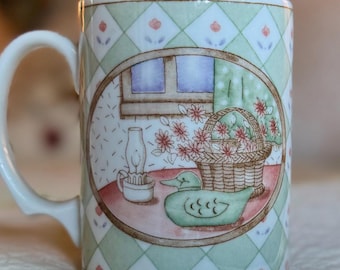 Vintage Mint Green Cottage Duck Mug