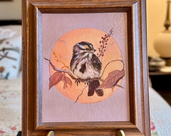 Vintage Bird Painting on Canvas