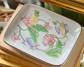 Vintage Pastel Floral Trinket Tray