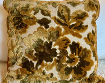 Vintage Floral Cut Velvet Pillow - 12" x 12"