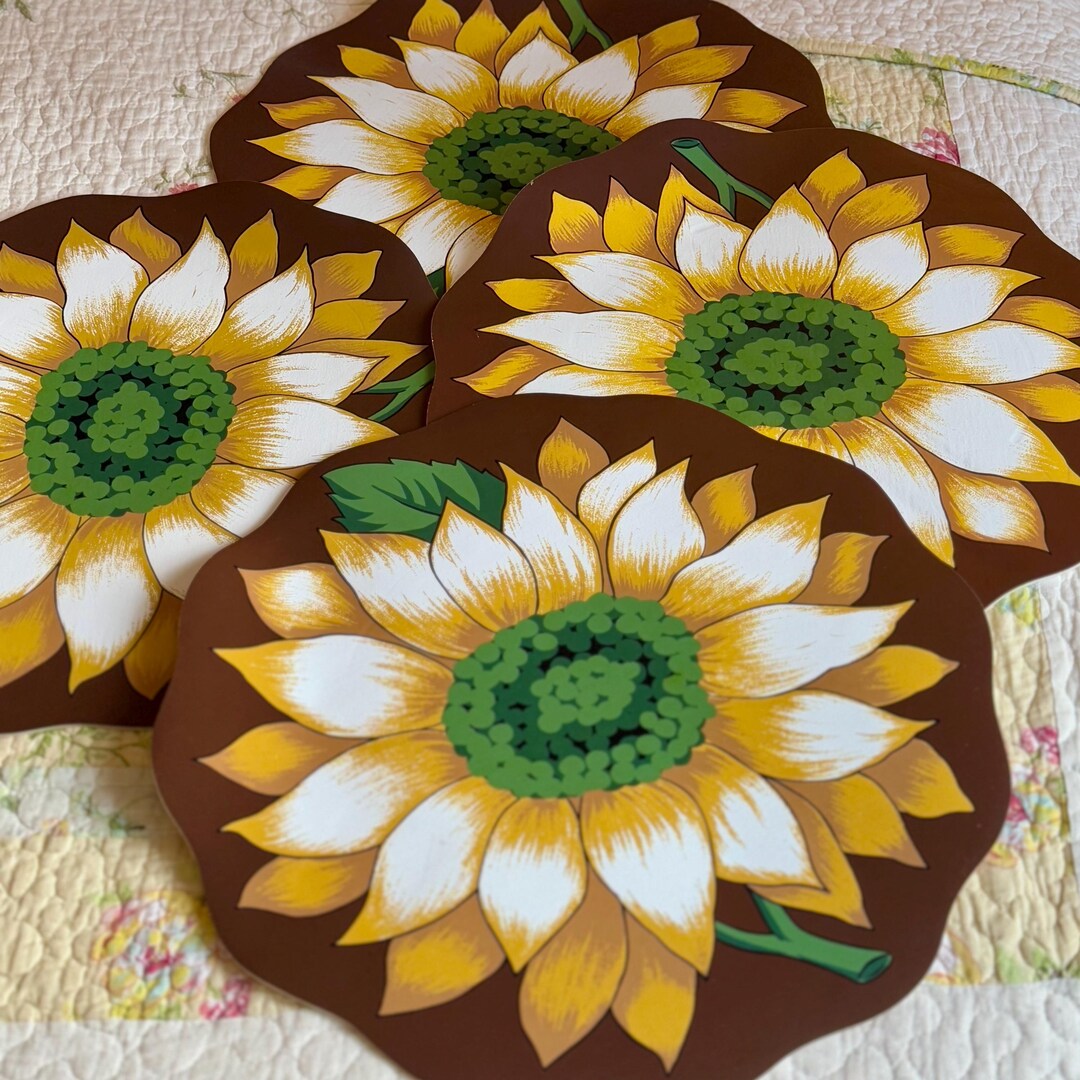 Vintage Sunflower Vinyl Placemats – Set of 4 - Etsy