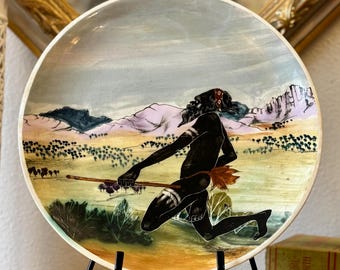 Vintage Martin Boyd Aboriginal Scene Pottery Plate