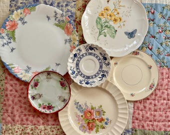 Vintage Floral Plate Wall Bundle Set of 6