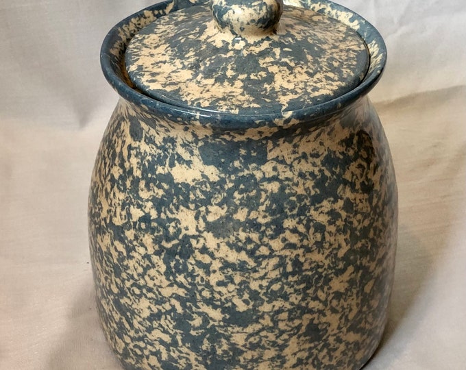 Vintage Spongeware Canisters Blue Retro Spongeware Jars Vintage Cookie